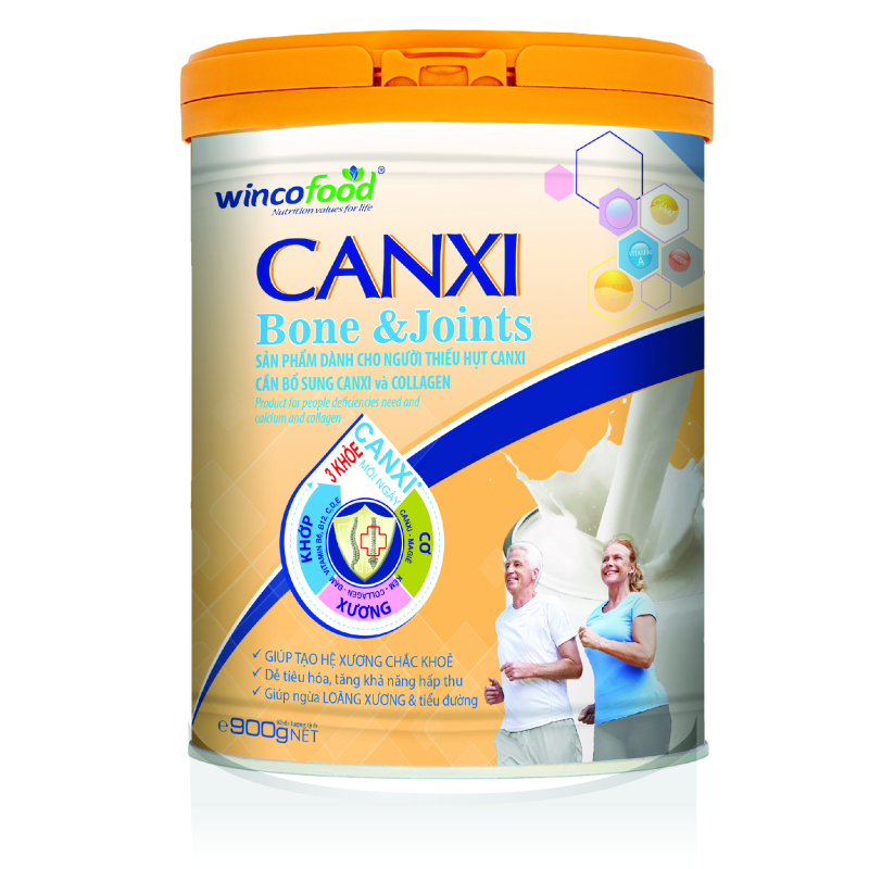 SỮA BỘT WINCOFOOD CANXI BONE&JOINTS LON 900G: Bổ sung Canxi - Collagen và đường ăn kiêng tốt cho cơ xương khớp, chống lão hóa và ngừa tiểu đường.