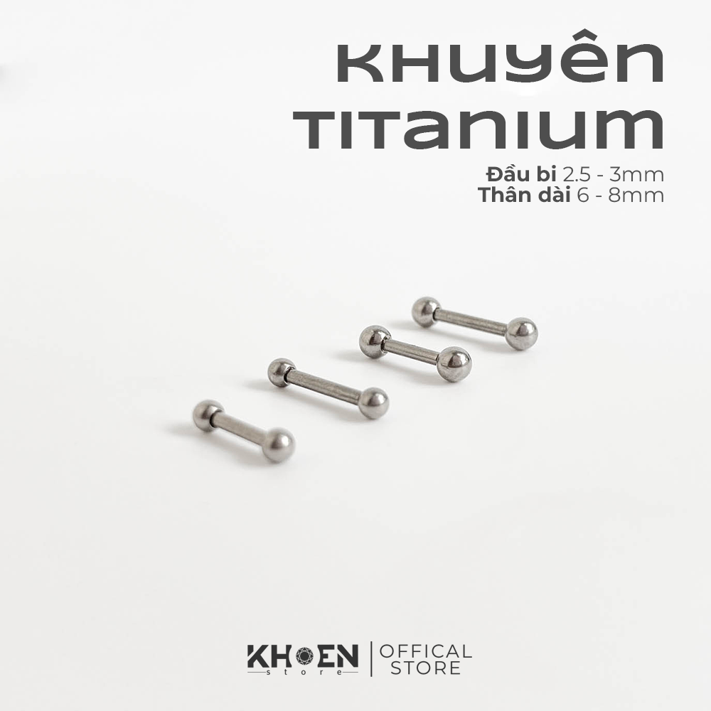 (1 chiếc) Khuyên bi 2 đầu - Titanium - Khoen Store