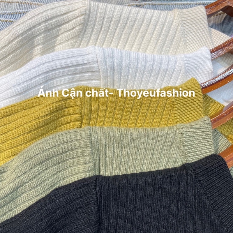Áo Len Tăm Đũa Cộc Tay Cổ Tròn Basic