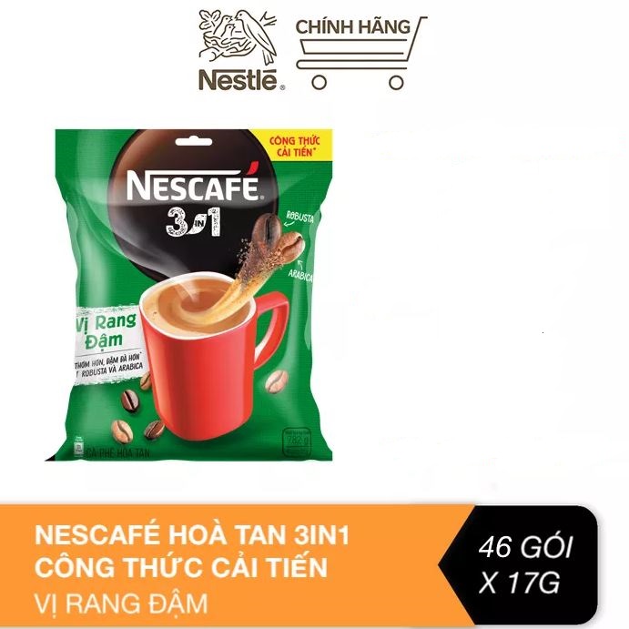 [HCM]Nescafe 3in1 đậm vị cà phê bịch (46 gói x 17g)