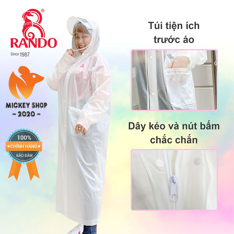 Áo mưa rando dây kéo chống giọt bắn appc-11 | pvc trong mờ - bít sườn che kín toàn thân - có kiếng che mặt