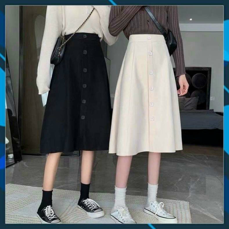 Chân váy nhung chữ a phối nút thời trang 3 size 42-58kg tùy chiều cao