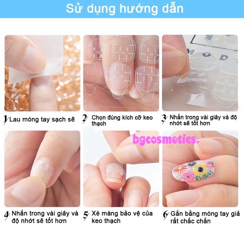 Miếng dán móng silicon trong suốt 2 mặt bộ 24 miếng