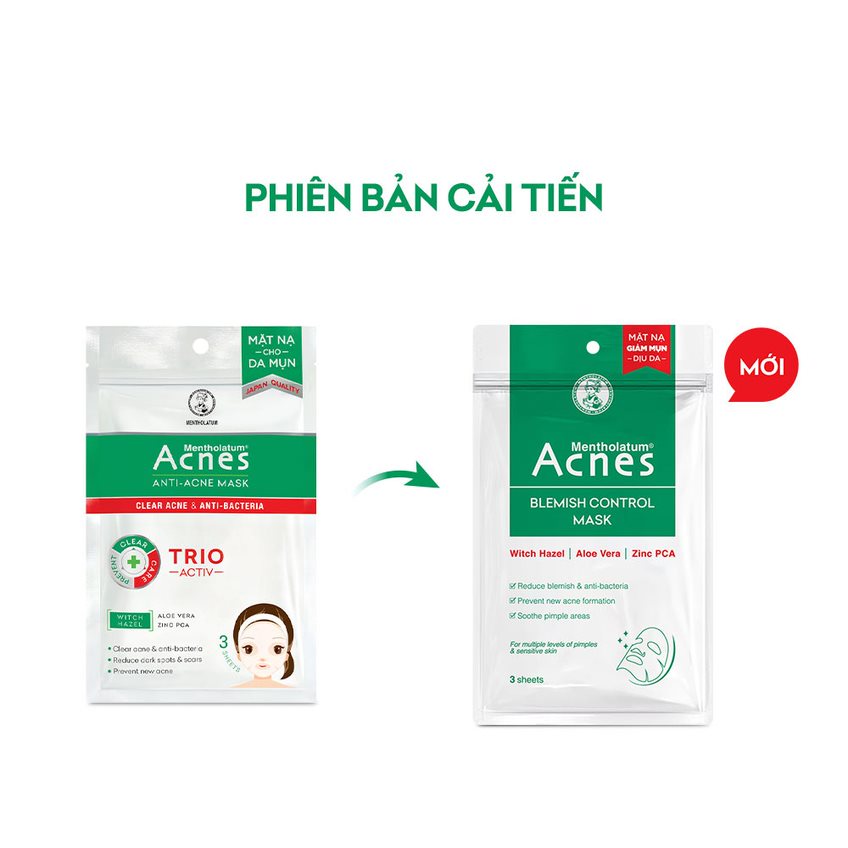 Mặt Nạ Giảm Mụn Dịu Da Acnes Blemish Control Mask 65ml (3 Miếng)
