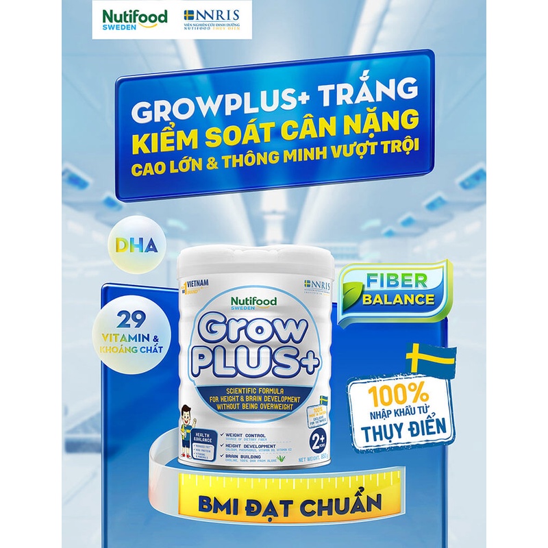 [Date 3.2025] Sữa Bột Nutifood GROW PLUS TRẮNG cho trẻ béo phì Lon 850g (trẻ 2 tuổi trở lên)