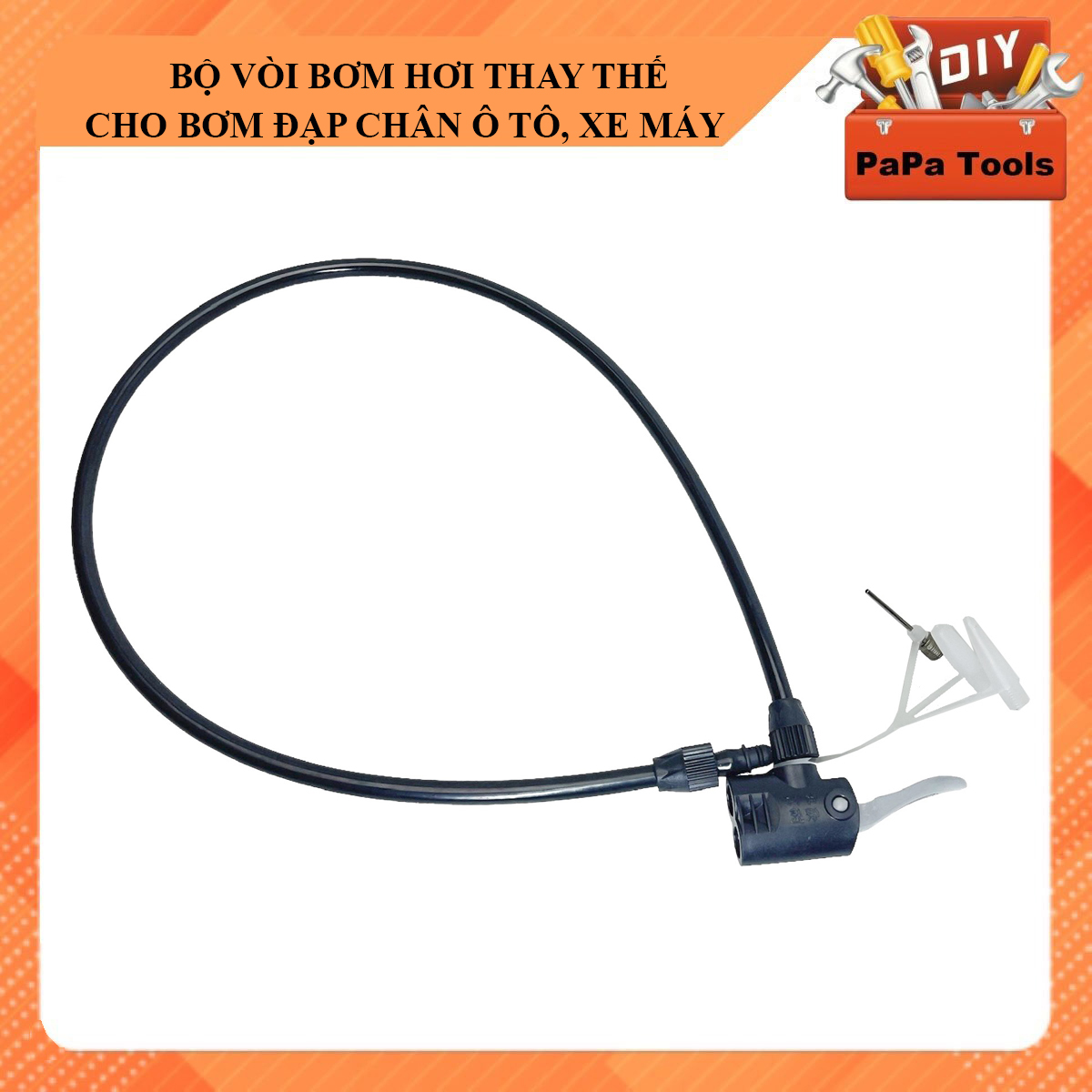 Dây bơm hơi kèm van khóa ống bơm bằng tay xe đạp, xe máy- Dây bơm kèm đầu bơm của bơm tay