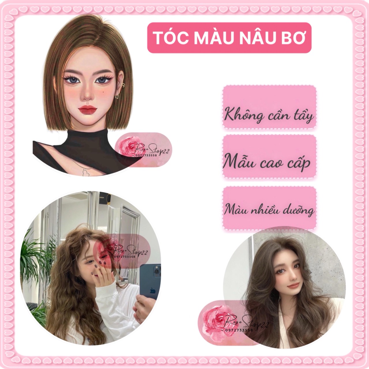 Combo Thuốc Nhuộm Tóc Màu NÂU CARAMEL - NÂU BƠ Không Cần Tẩy