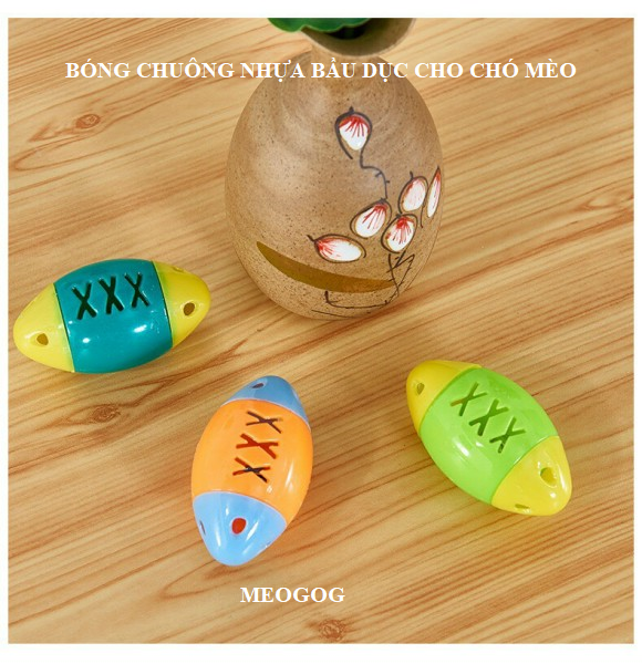 Bóng đồ chơi cho chó mèo- Bóng nhựa bầu dục bóng huấn luyện có chuông MEOGOG