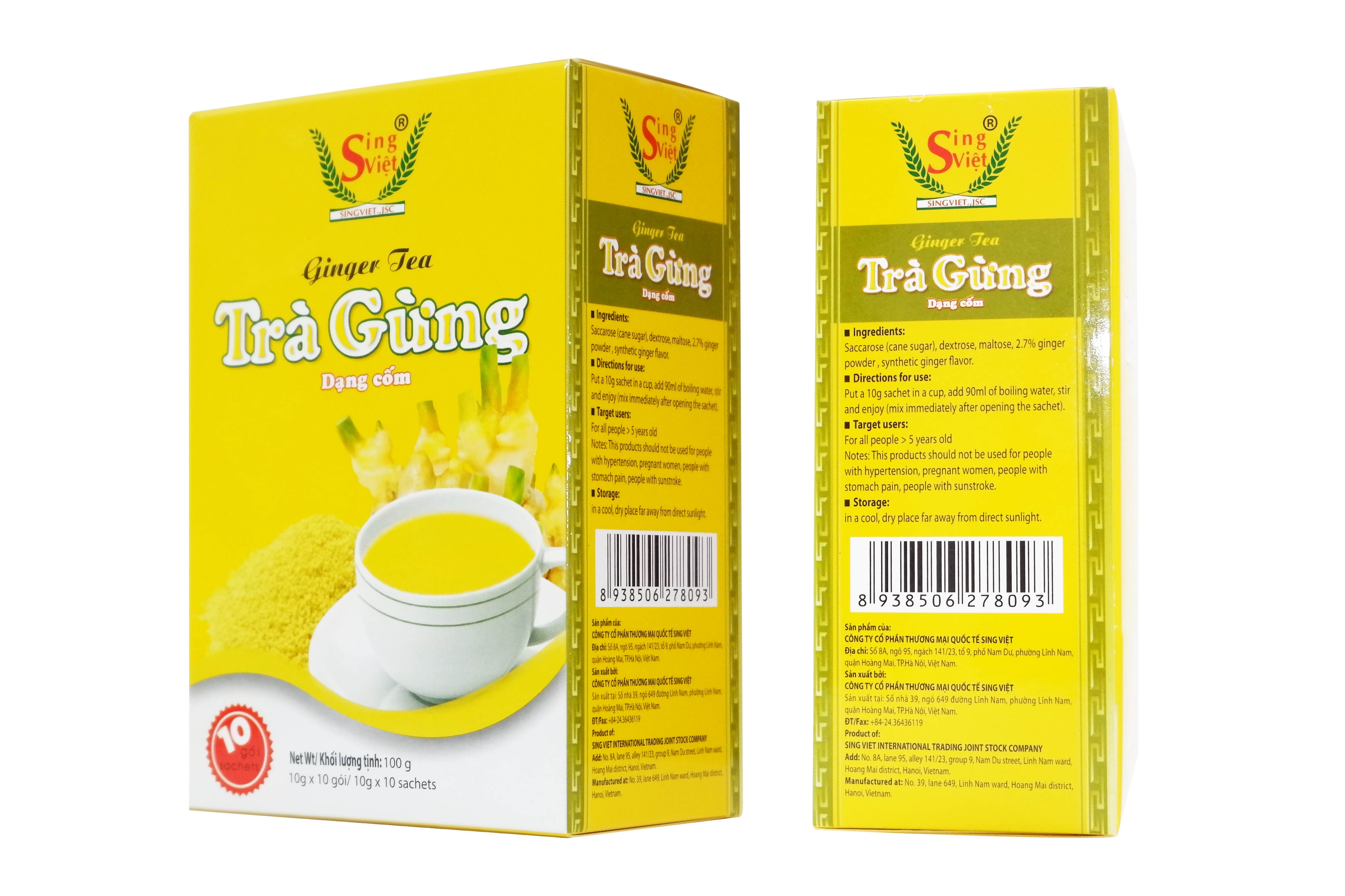 TRÀ GỪNG SING VIỆT dạng cốm, làm ấm cơ thể