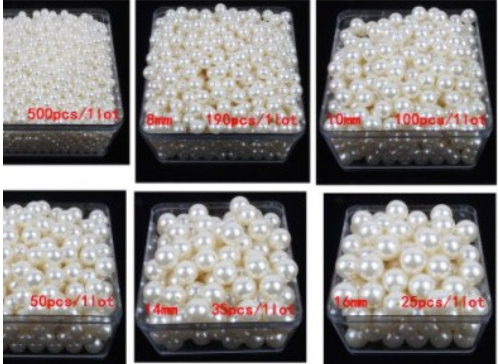 100gam hạt bẹt, hạt cườm ngọc size 4-6-8-10-12-14mm có lỗ xỏ