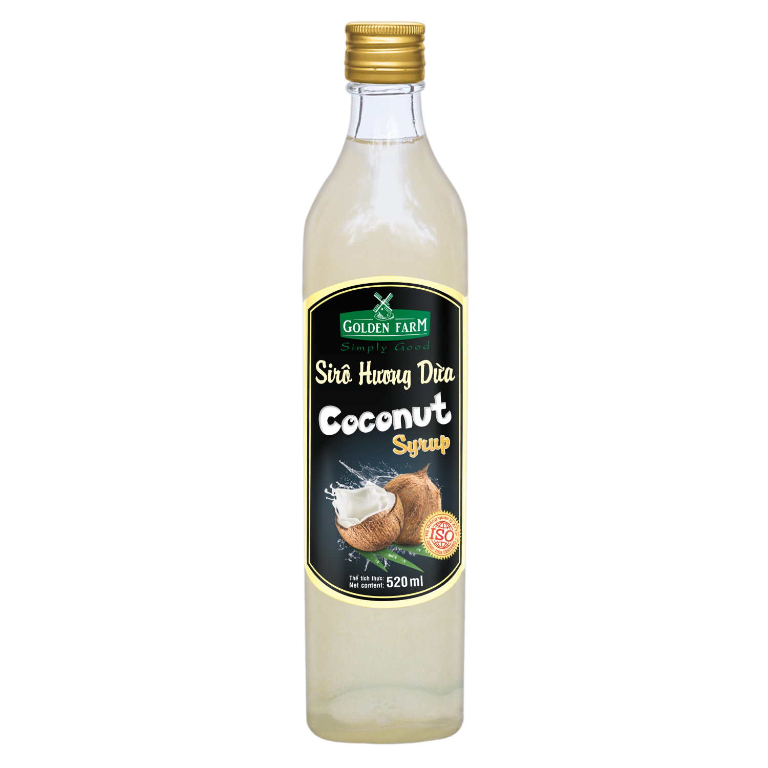 Siro Golden Farm Chai Thủy Tinh hương dừa (Coconut) Chai 520ml syrup pha chế, trà, trà sữa, si rô