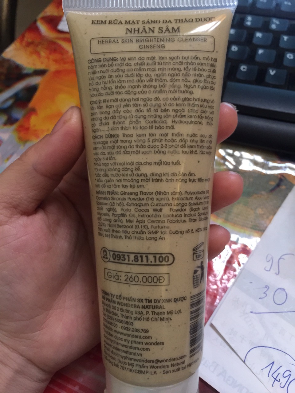 [HCM]Kem Rửa Mặt Sáng Da Thảo Dược Wondera 150g