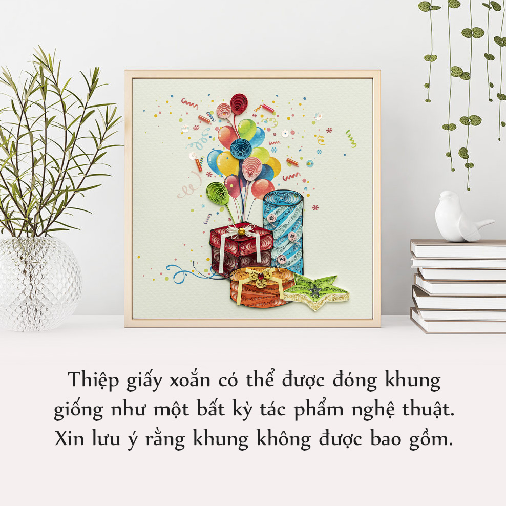 [HCM]Thiệp Giấy Xoắn Sinh Nhật 01 15x15 cm (Quilling Card/ Handmade)