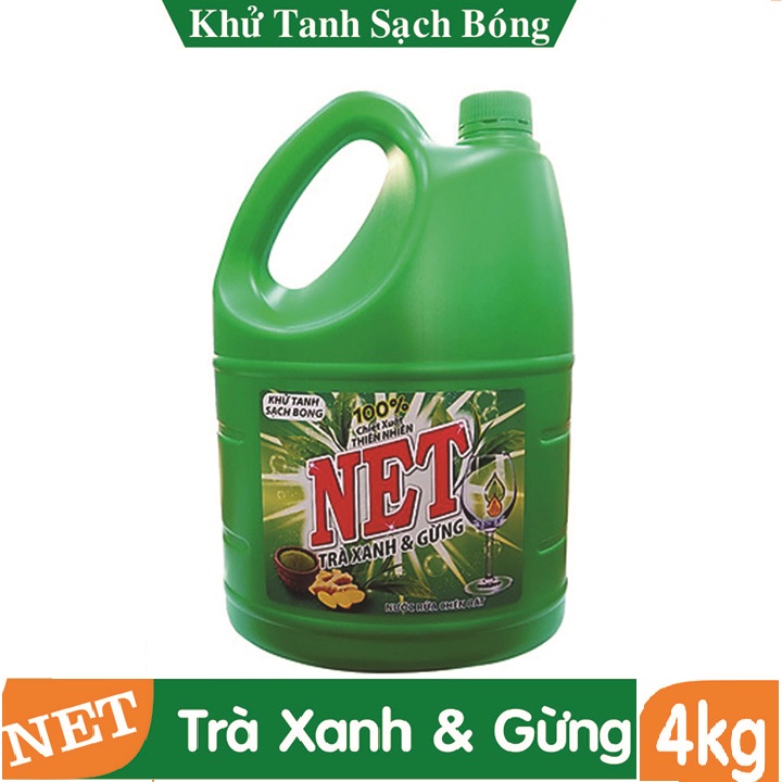 Can nước rửa chén net 3.6kg trà xanh& gừng / chanh