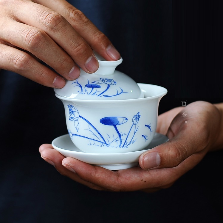 Chén Khải Pha Trà Bằng Sứ Trắng Bạch Định Thấu Quang