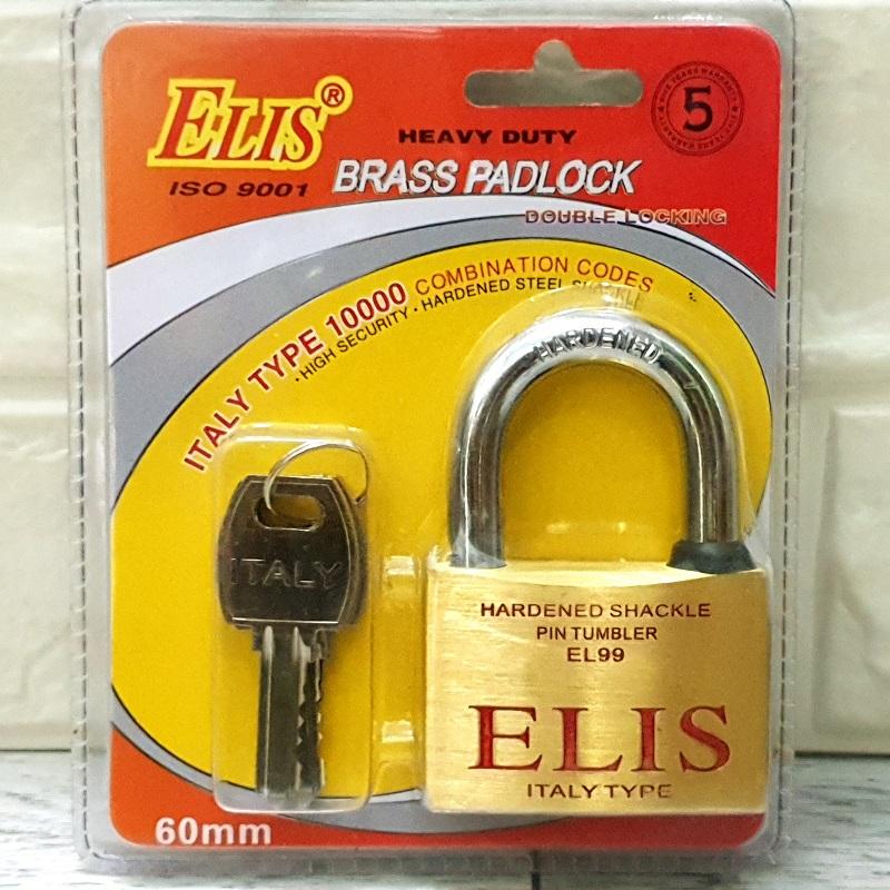 Ổ Khóa Đồng Thau ELIS 6cm Logo đỏ( made in Italy )