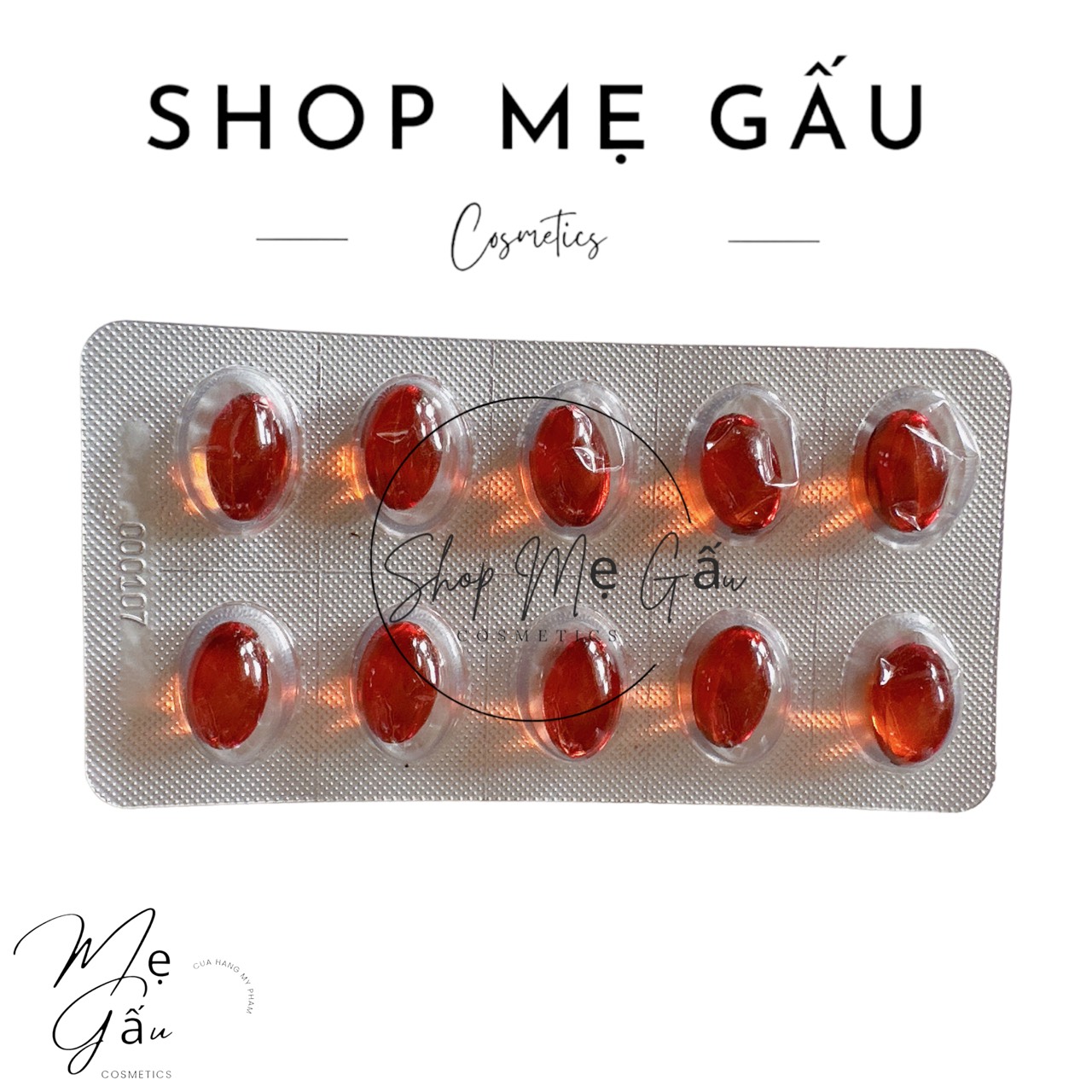 Vỉ 10 viên vitamin e vàng, đỏ