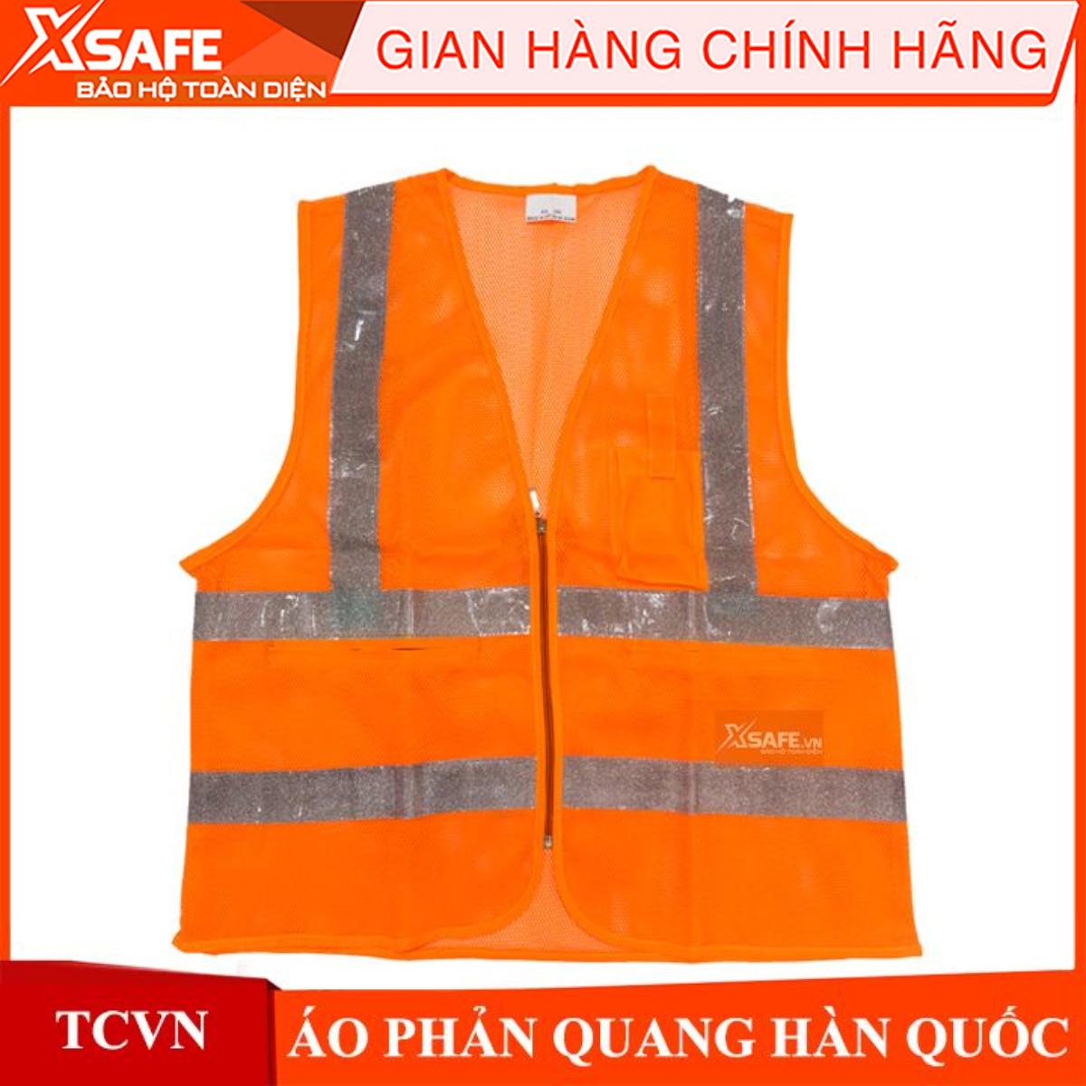 Áo phản quang Hàn Quốc vải lưới phản quang siêu sáng (màu cam)