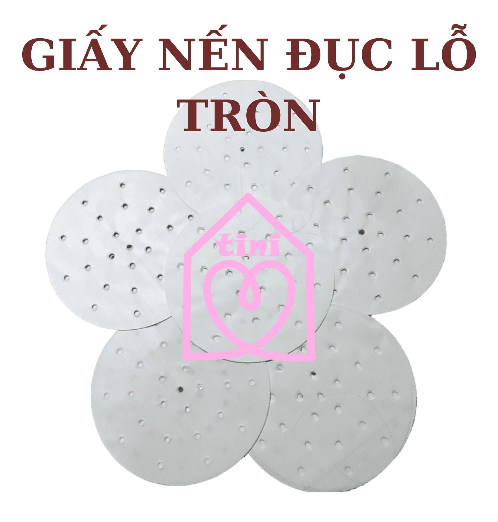 Set 100 sheets paper candle đục hole Oshi 23cm used for air fryer oil, đồ homeware, oil absorbing paper, paper tray Baking gadgets-100 sheets paper candle đục holes used 1 times liner xửng steamer, air fryer oil, steamed dumplings anti-adhesive