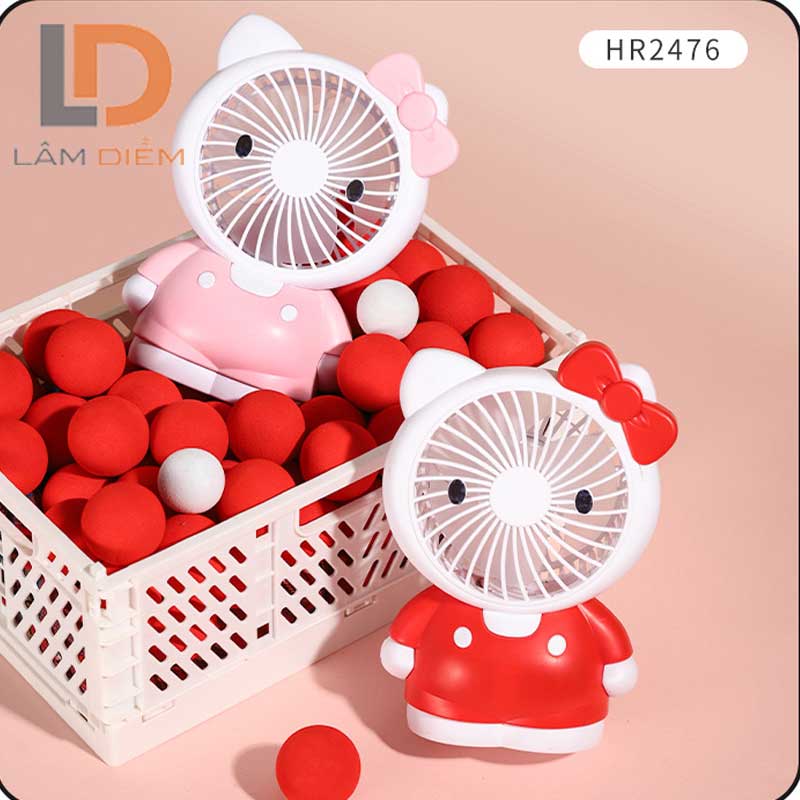 Quạt để bàn sạc usb 2 chế độ siêu mát đôrêmon kitty