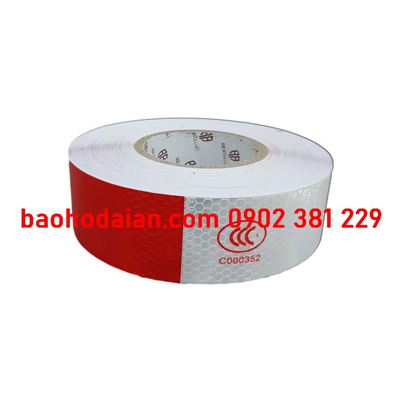 Băng keo dán phản quang trắng đỏ - 5cm x 45m