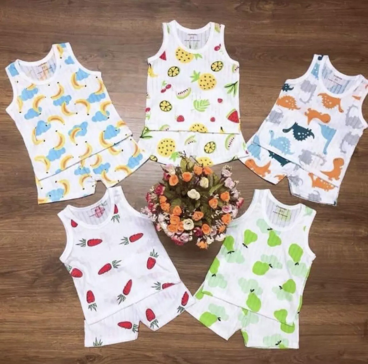 COMBO 2 sét bộ ba lỗ bé trai bé gái (size 4-17kg)