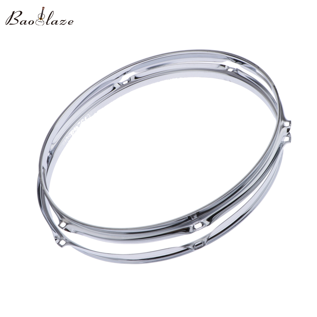 Baoblaze CHROME Die Cast Snare Drum Hoops 14 6 Ear/Hole/Lug, Zinc Alloy