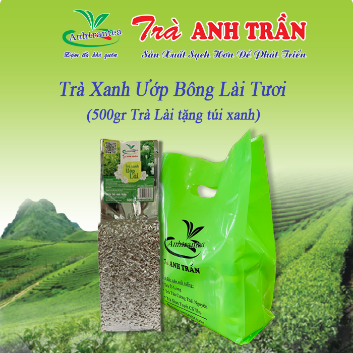 [TRÀ HOA LÀI] Trà xanh Ướp bông lài tươi 500g
