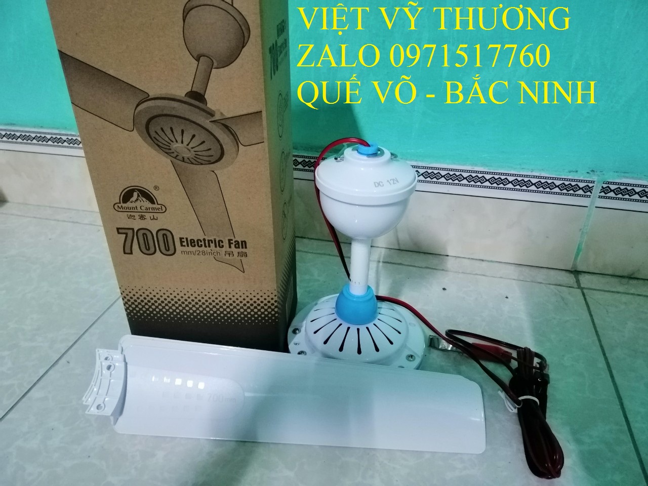 Quạt màn, quạt trần mini 12V 70cm
