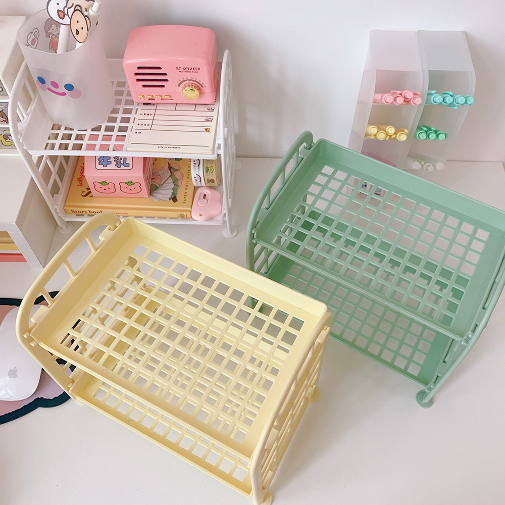 Kệ Nhựa Mini 2 Tầng Mini Đựng Đồ Đa Năng Siêu Xinh, Kệ Đựng Đồ Hàn Quốc Dễ Thương - BEYOU