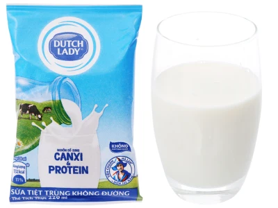 [HCM]Sữa tiệt trùng không đường Dutch Lady Canxi & Protein bịch 220ml