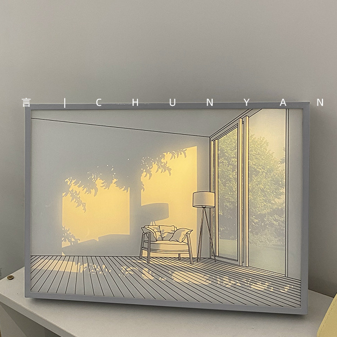 Tranh đèn led phát sáng treo tường - Đèn ngủ trang trí để bàn hiếu ứng ánh sáng 3D phong cách hiện đại