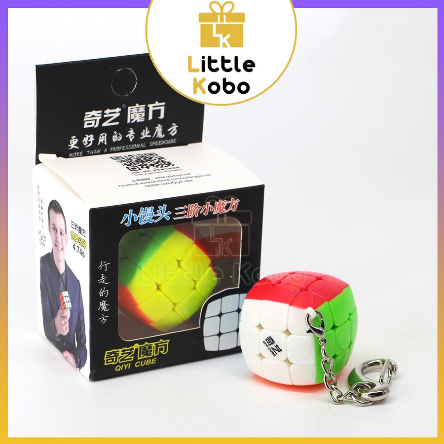Móc Khóa Rubik 3x3 Stickerless QiYi Cube Phụ Kiện Rubic 3 Tầng Đồ Chơi Trí Tuệ Trẻ Em Phát Triển Tư Duy - Little Kobo