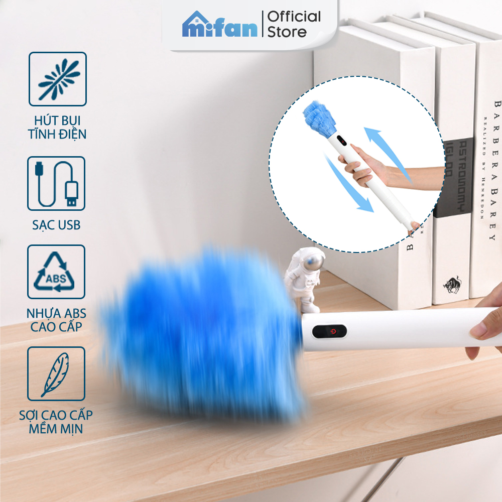 Chổi Lông Quét Bụi Tĩnh Điện Tự Động 360 MIFAN - Pin sạc USB