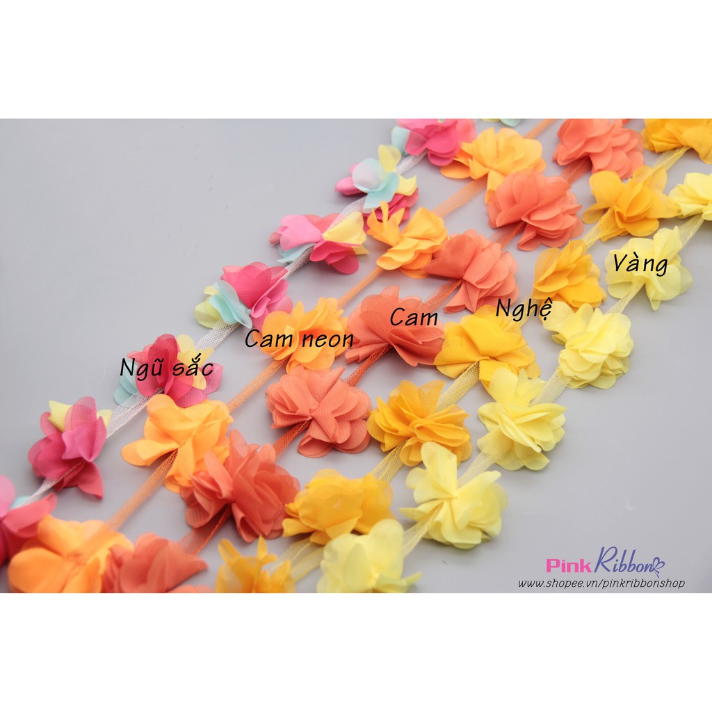 Dây hoa chiffon, hoa 6cm (Dây 13 hoa)