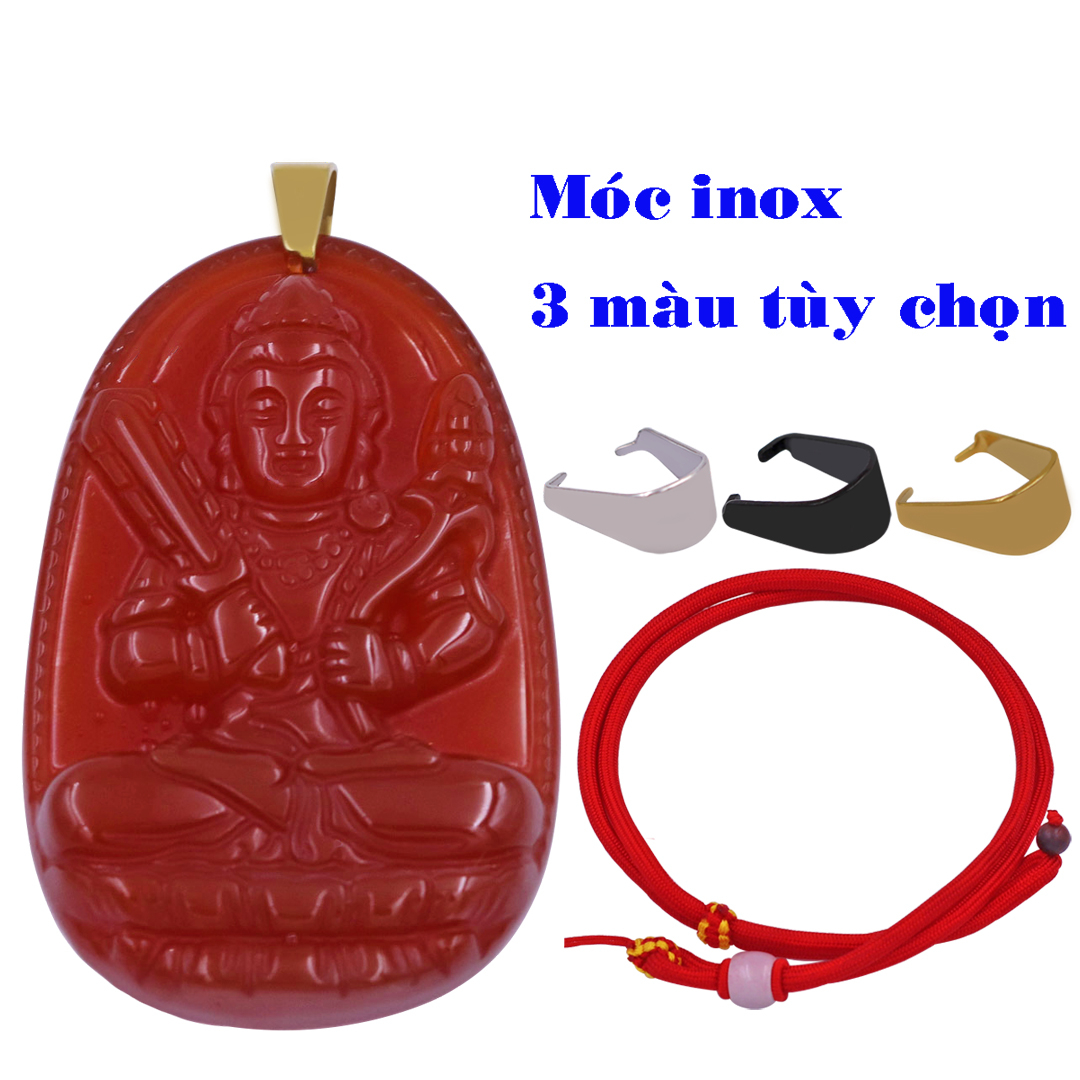 [ TẶNG KÈM DÂY DÙ] Mặt dây chuyền Phật Hư Không Tạng Bồ Tát size nhỏ 3.6 cm Đá Mão Não đỏ - Hộ mệnh tuổi Sửu, Dần