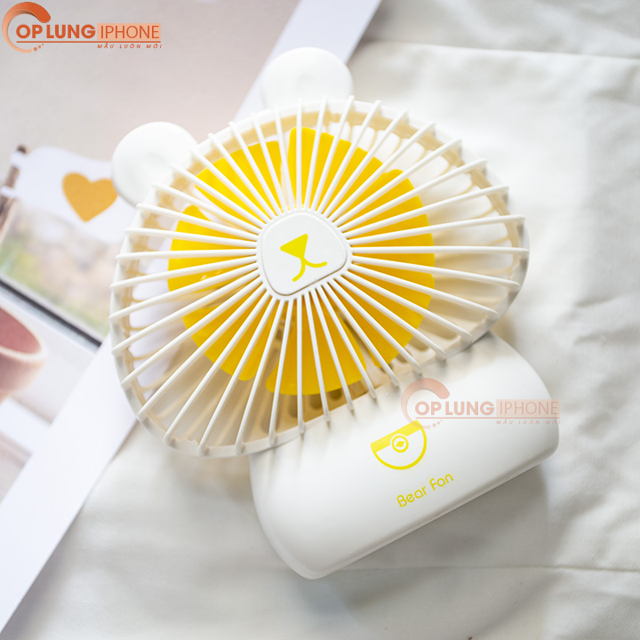 Quạt Mini Cầm Tay Hình Gấu Kèm LED