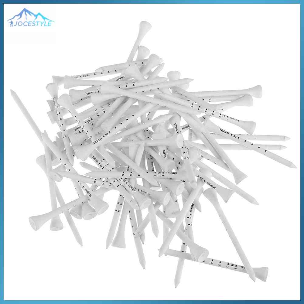 80pcs 83mm Wooden Golf Accessories White Striped Digital Scale Tees System