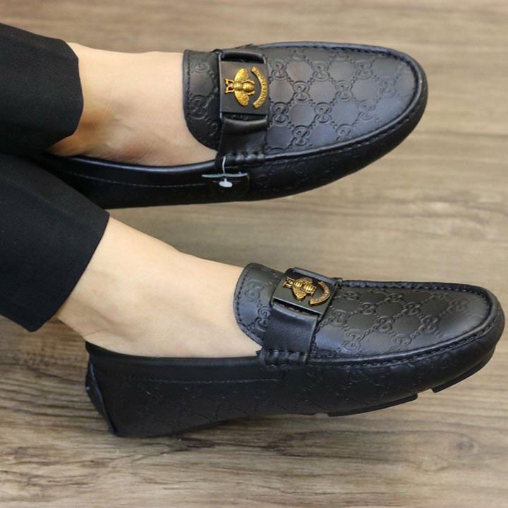 Giầy lười da sần ong vàng nam