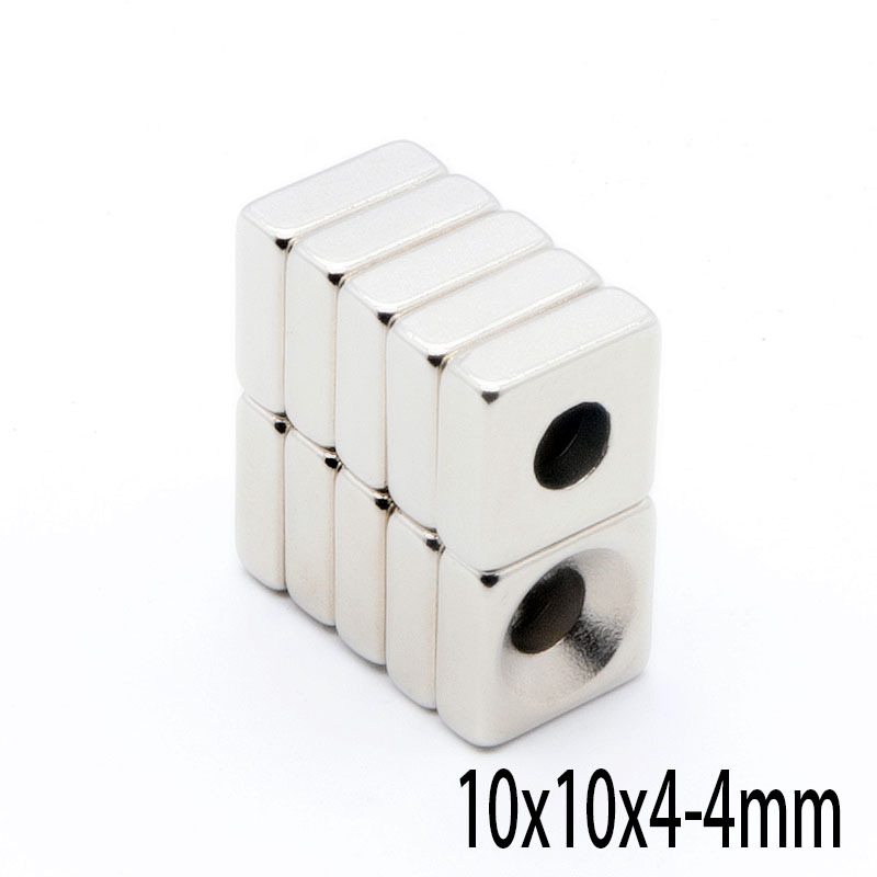 Rare earth magnet size 10x10x4mm hole chamfer strong suction