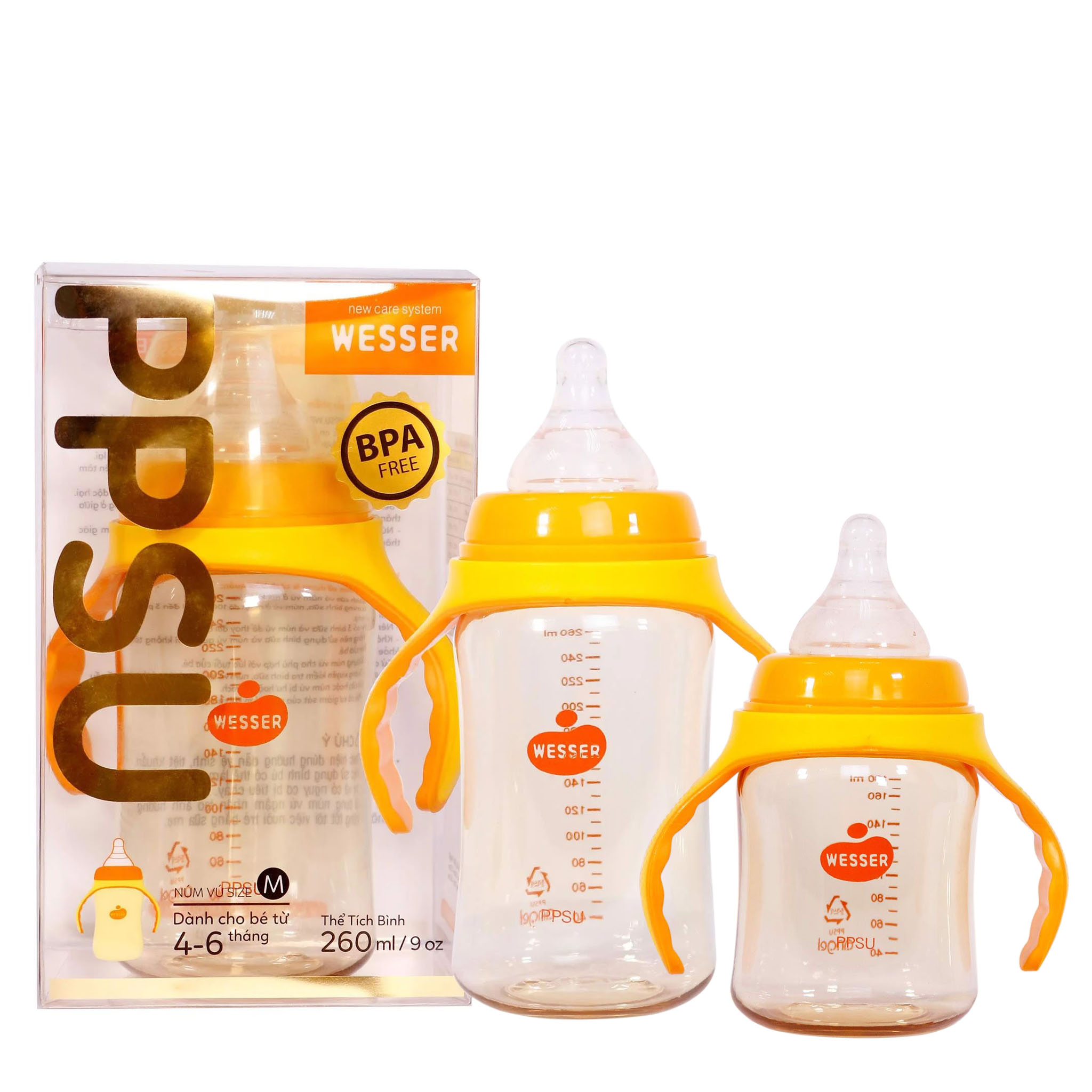 Bình Sữa Wesser PPSU Cổ Rộng 180ml/260ml