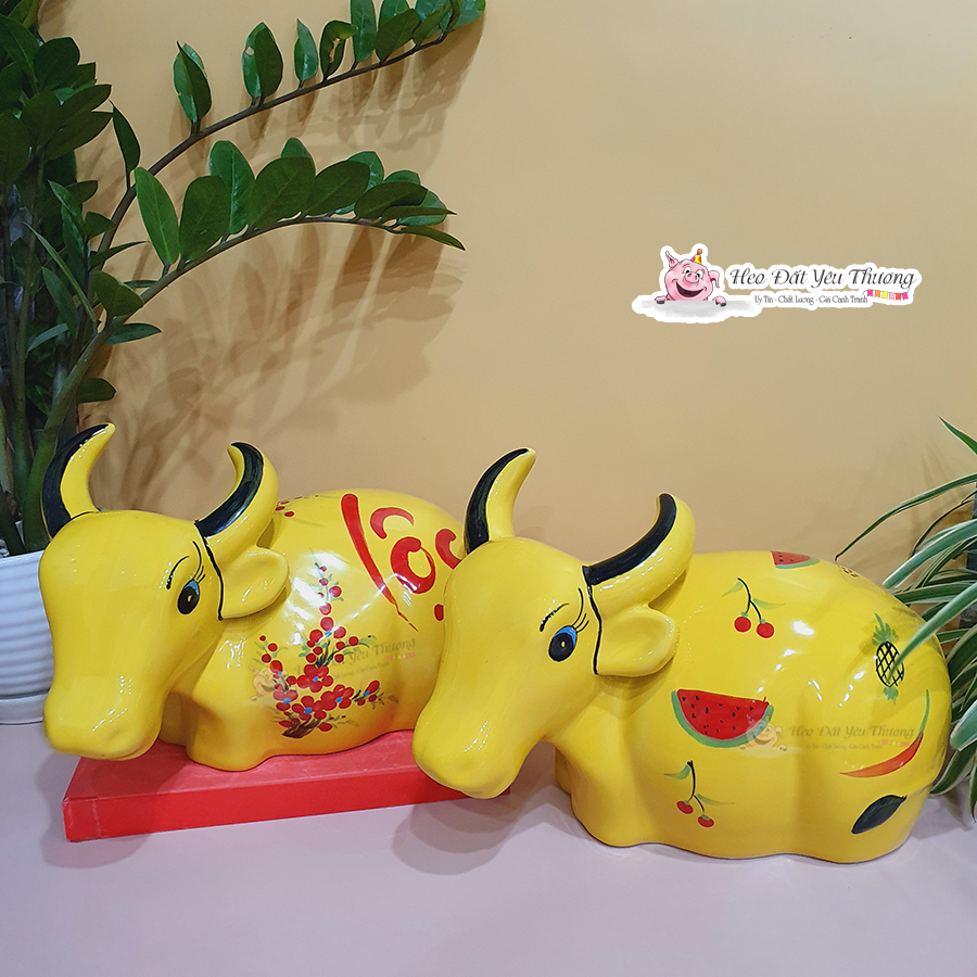 Trâu sừng tiết kiệm chất liệu gốm sứ ống heo tiết kiệm lợn đất đựng tiền trưng bày trang trí quà tặng