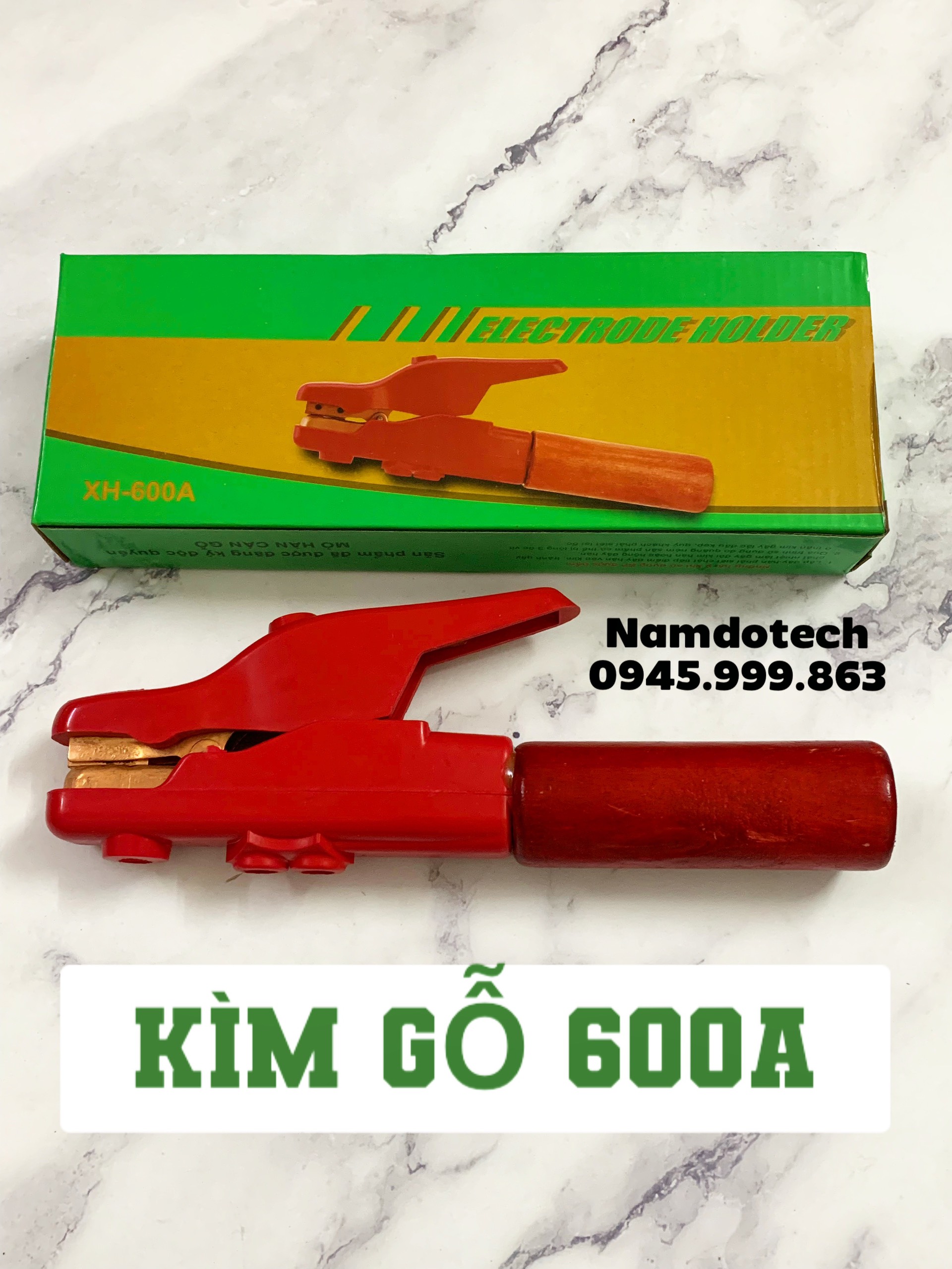 Kìm hàn cán gỗ 600A dùng cho máy hàn Que