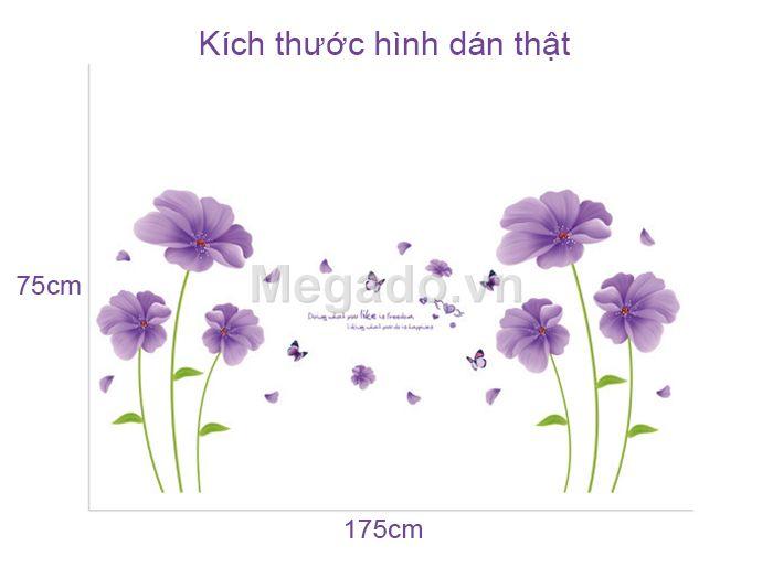 Decal tranh dán tường 2 bức hoa tím cánh to