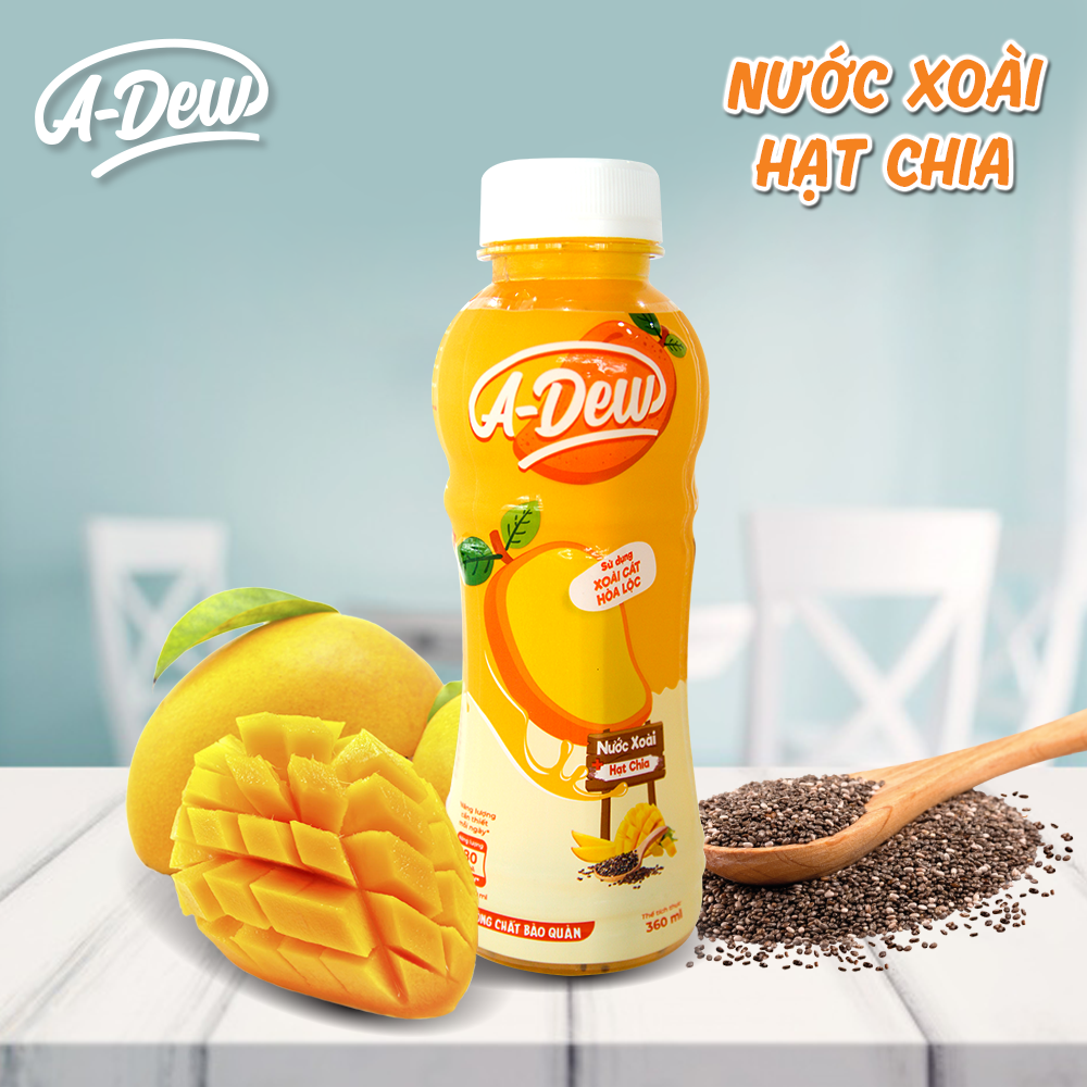 Nước Trái Cây Xoài Hạt Chia A-Dew Chai 450ml (Lốc 6 chai)