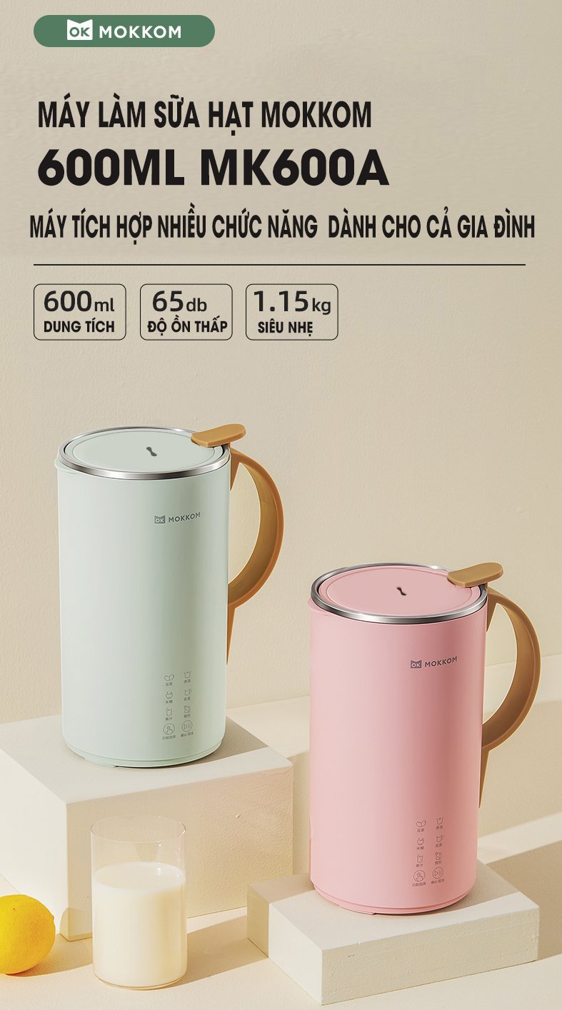 [HOT] Máy làm sữa hạt Mokkom 600ml