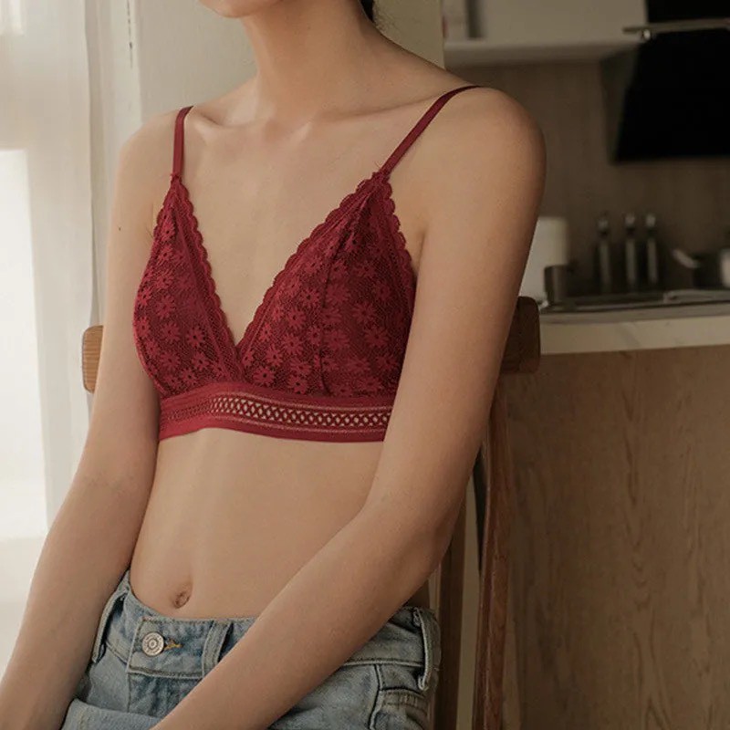 Áo Lót Bra Ren Hoa Mút Mỏng Cài Sau 7338