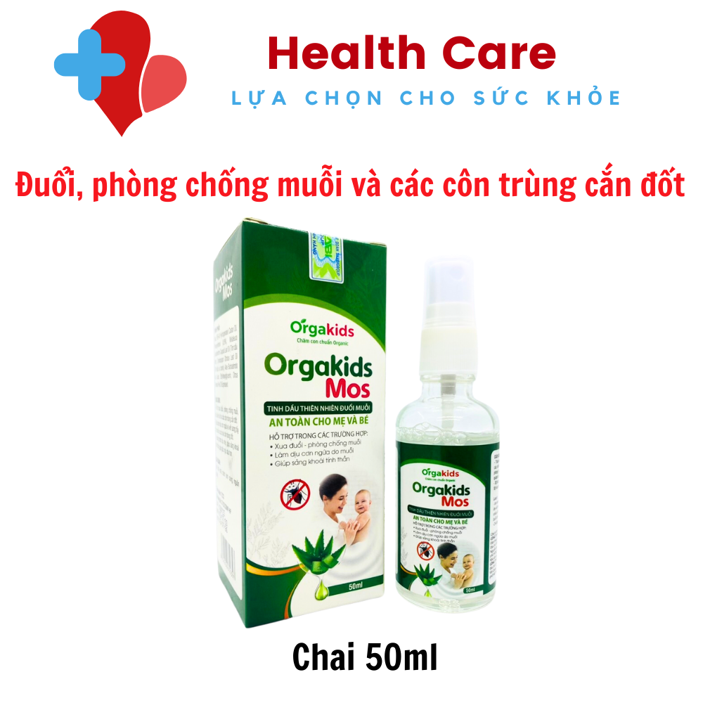 Tinh dầu thiên nhiên dạng xịt đuổi muỗi orgakids mos - chai 50ml