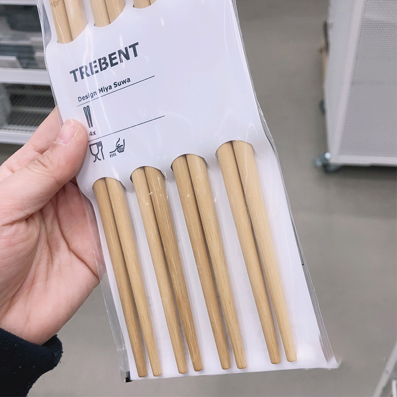 Bộ 4 đôi đũa tre khắc hình cao cấp Trebent IKEA