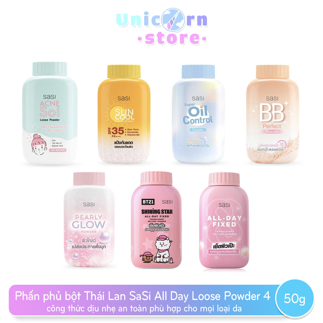 Phấn phủ bột thái lan sasi all-day loose powder 4 công thức dịu nhẹ an toàn phù hợp cho mọi loại da 50g